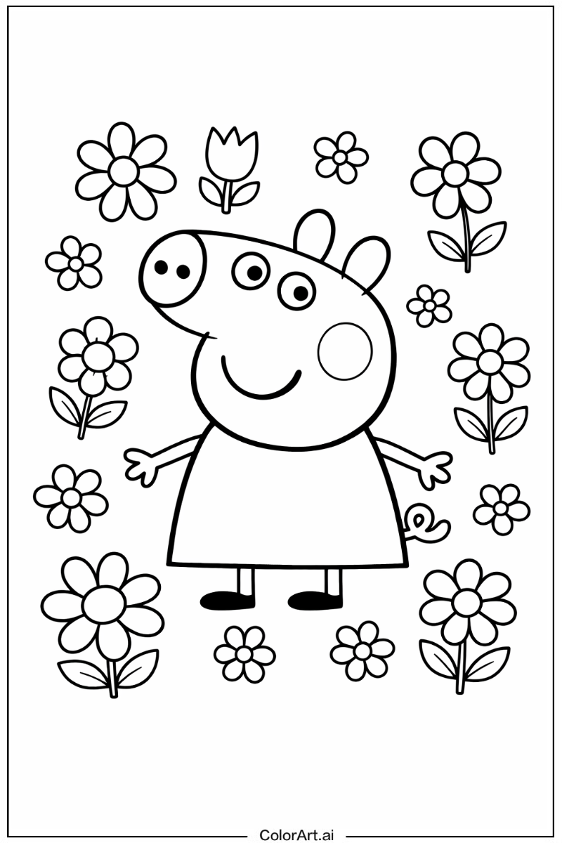 Peppa pig with Flowers 3
