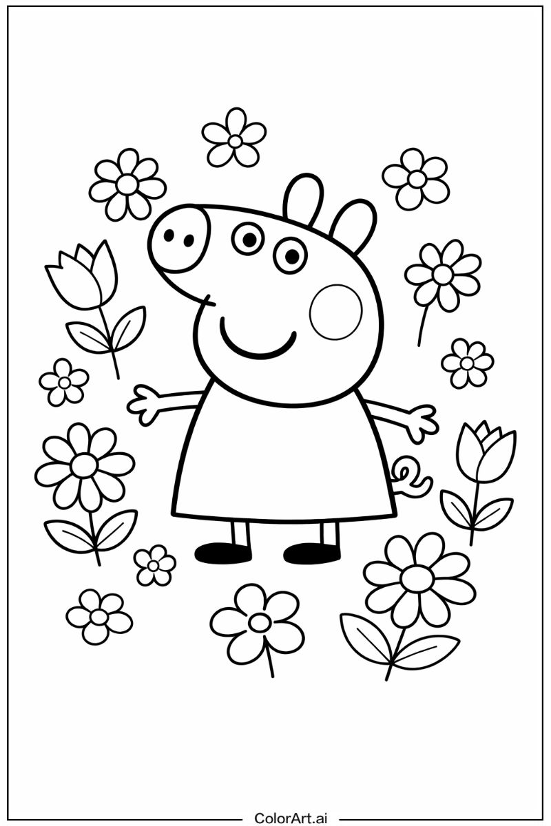 Peppa pig with Flowers 4