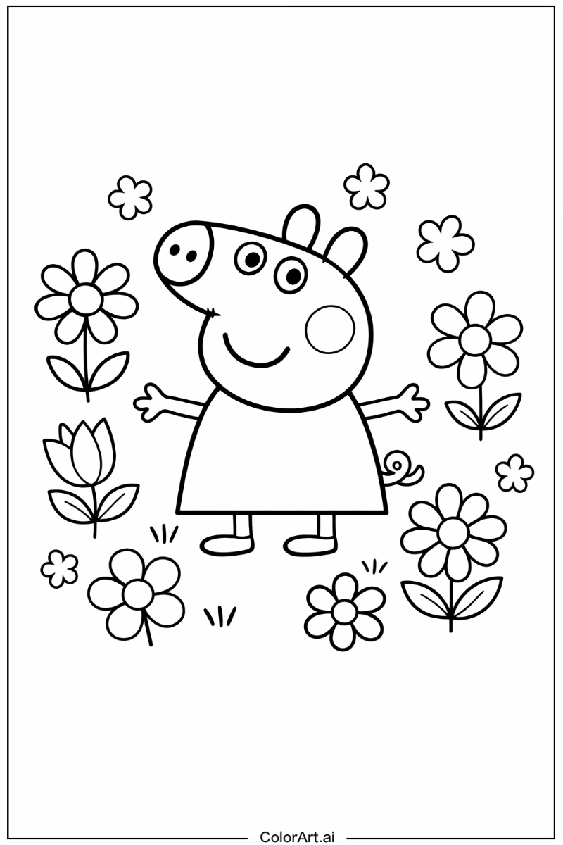 Peppa pig with Flowers 5