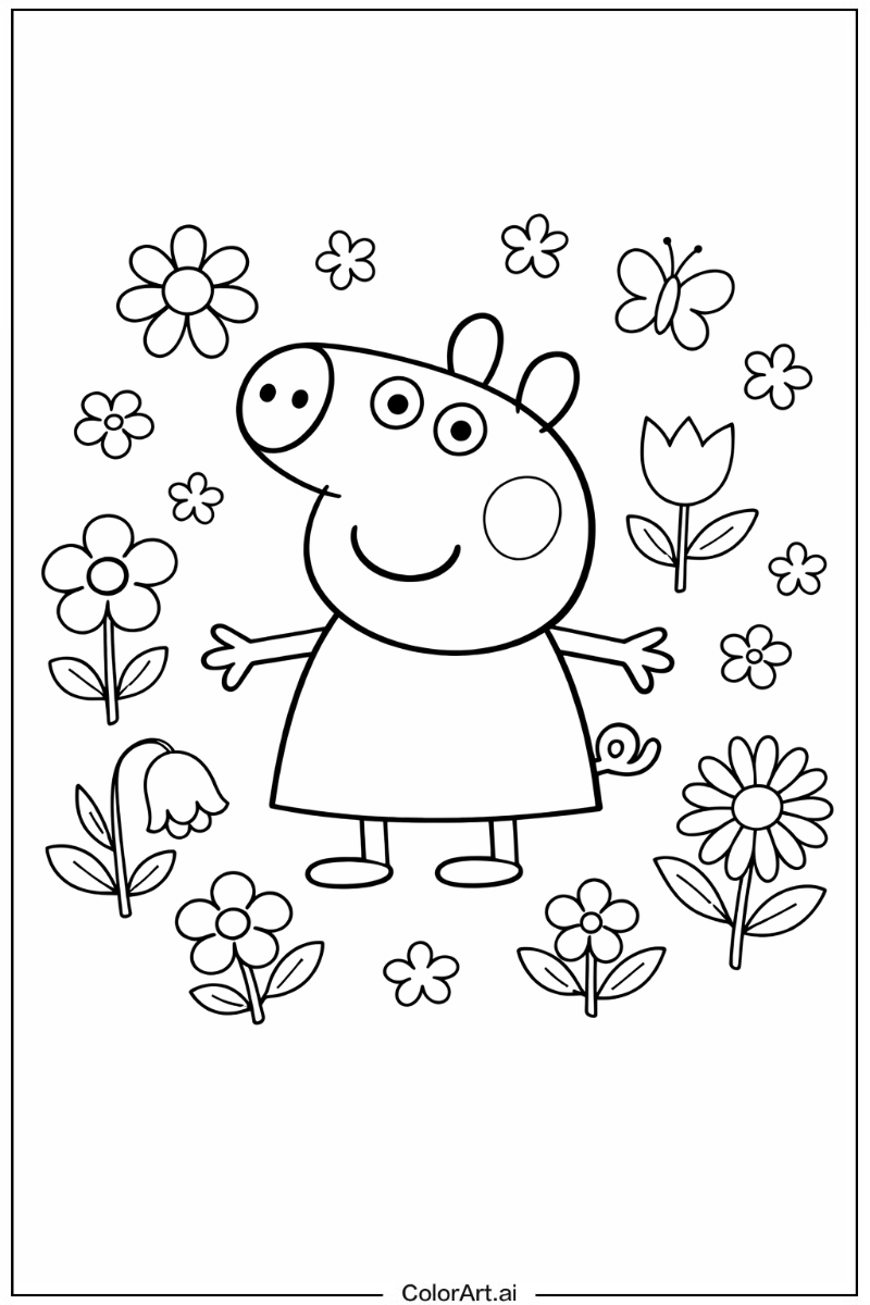 Peppa pig with Flowers