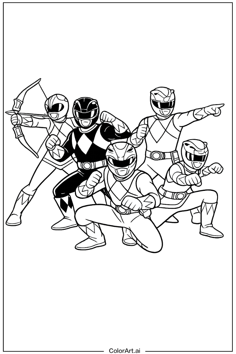 Power range with Power rangers group pose Theme