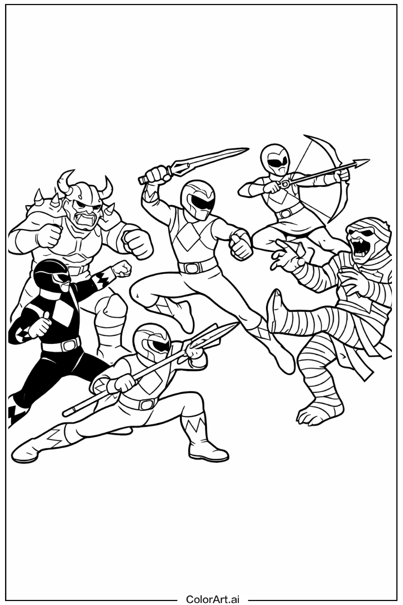 Power rangers fighting monsters Power range Design