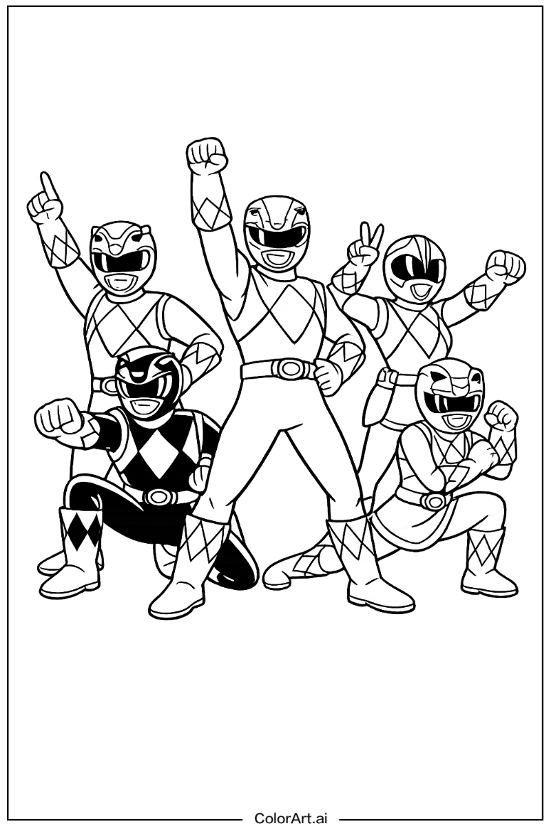 Power range with Power rangers victory pose Theme 2