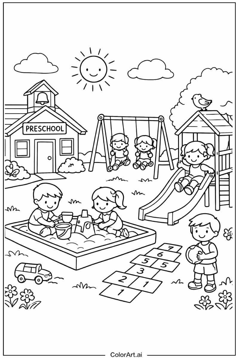 Preschool with Preschool outdoor play Theme