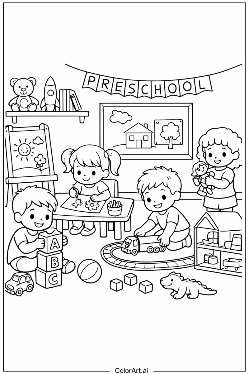Preschool kids playing Preschool Design
