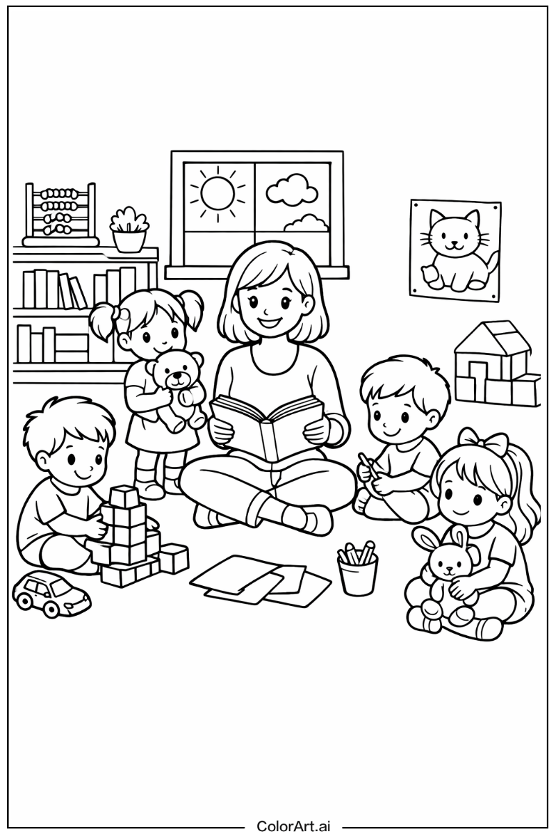 Preschool teacher and students Preschool Design