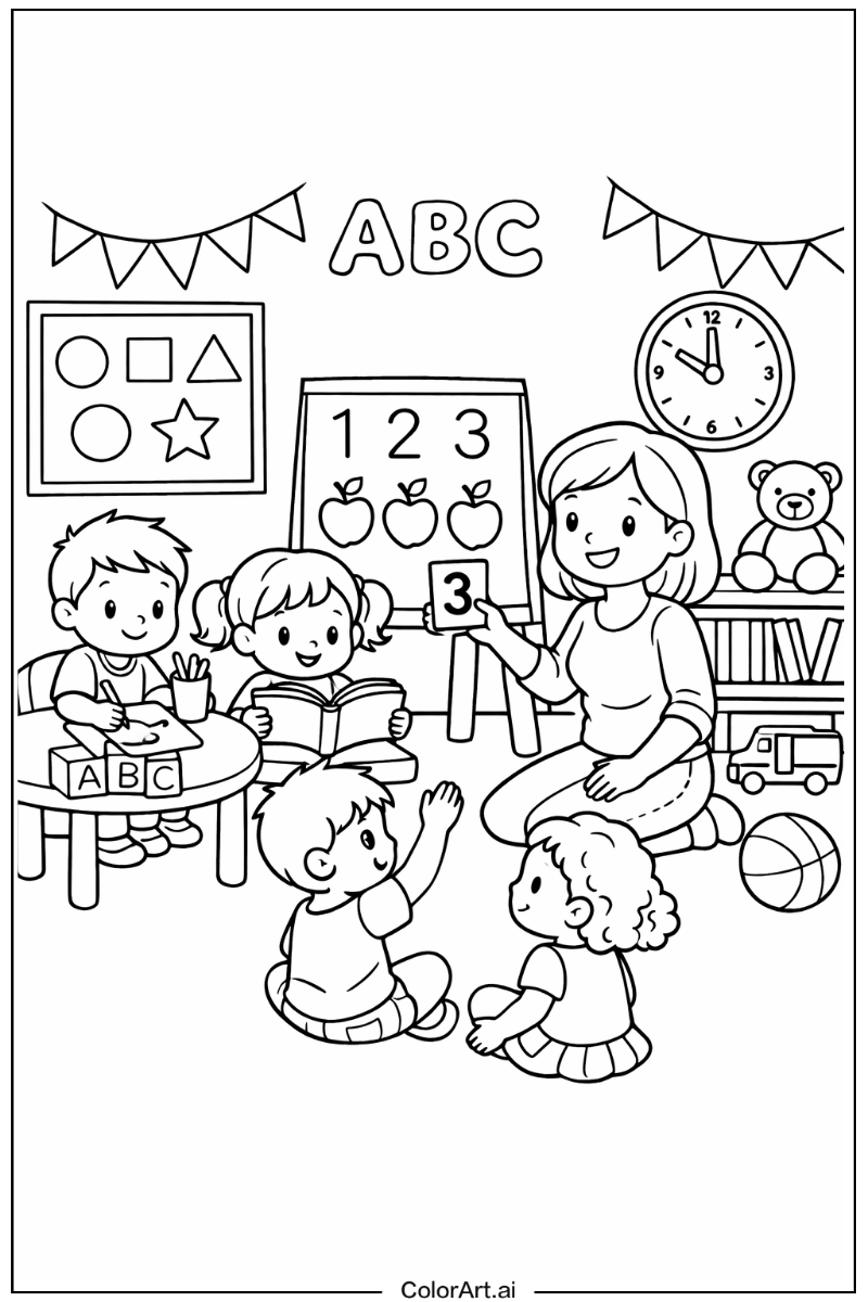 Preschool children learning Preschool Scene