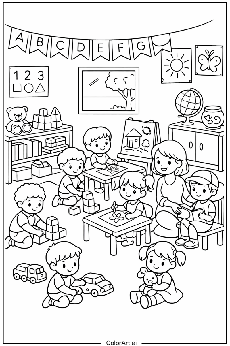 Preschool with Preschool school scene Theme 2