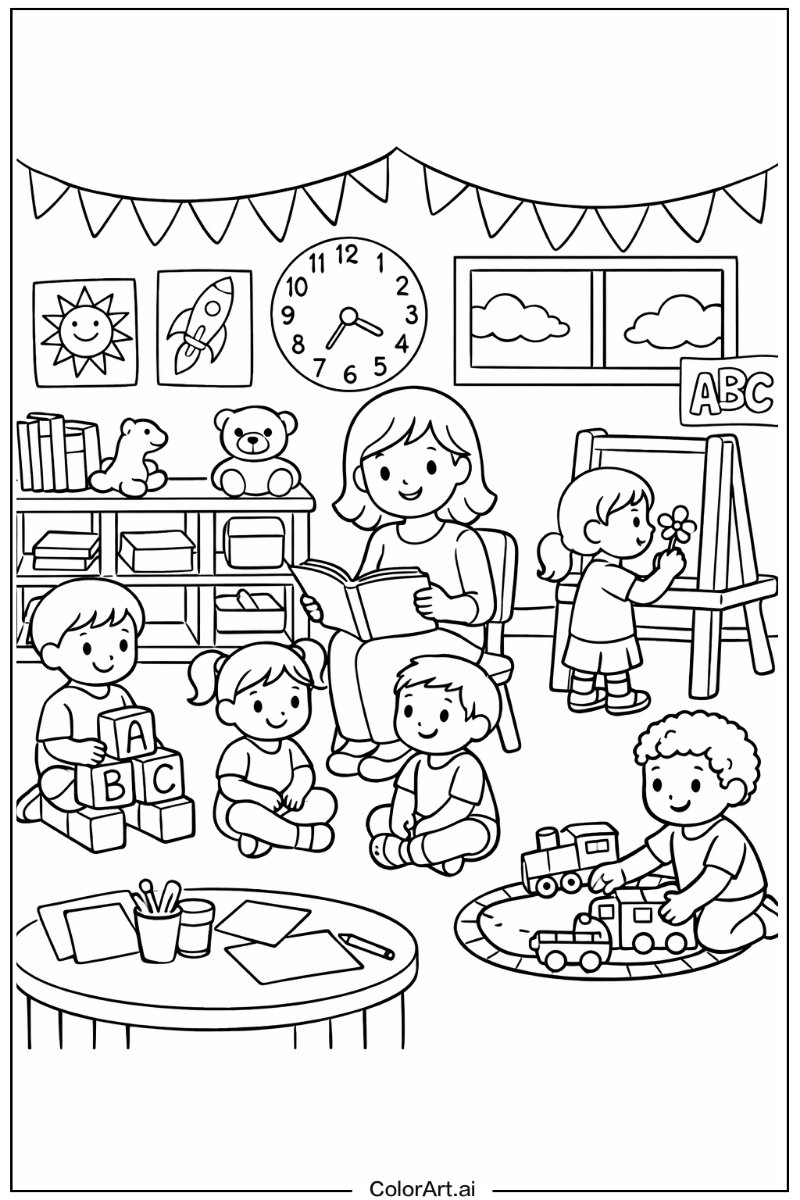 Preschool with Preschool school scene Theme