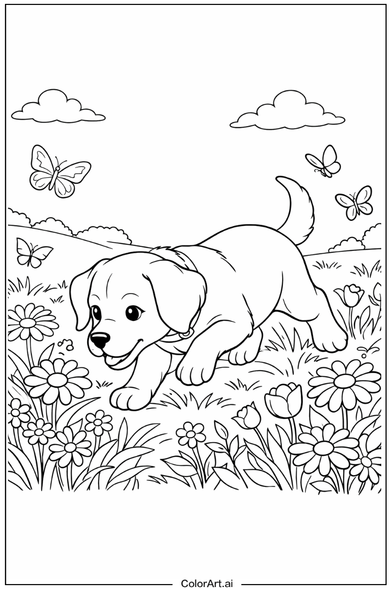 Hunting Puppy dog in the Field