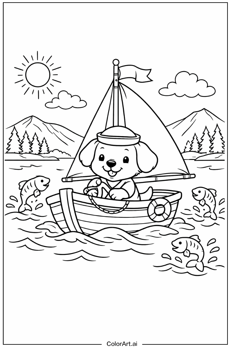 Sailing Puppy dog on a Boat