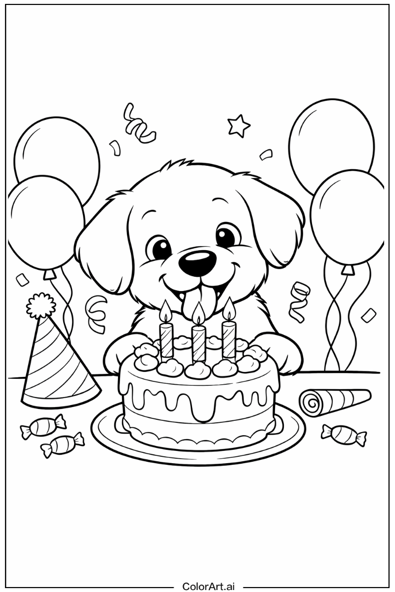 Celebrating Puppy dog with Cake