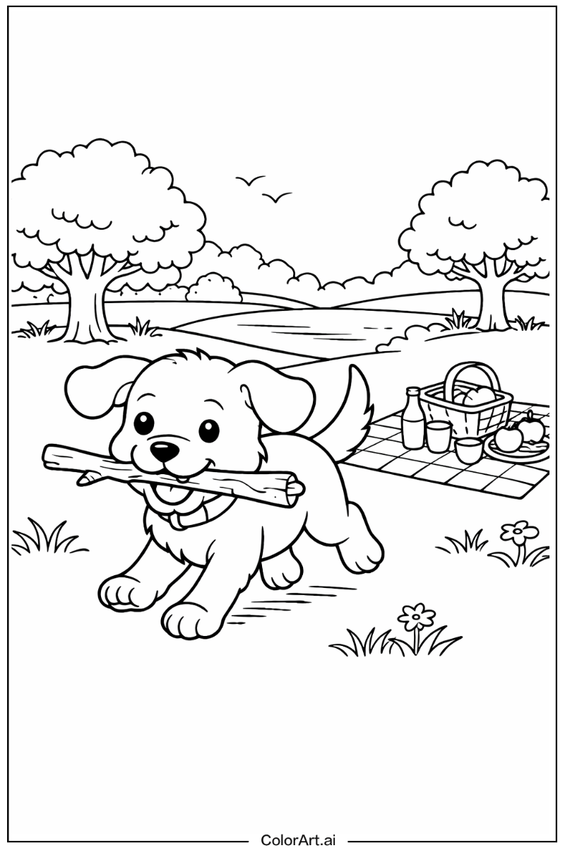 Fetching Puppy dog in the Park