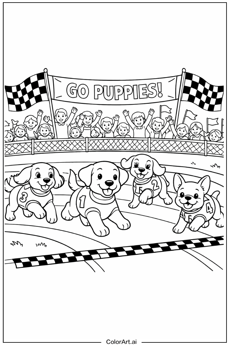 Racing Puppy dog on the Track