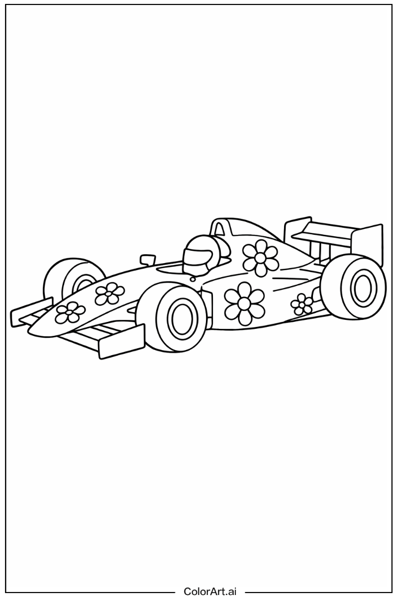 race car with Flowers 2