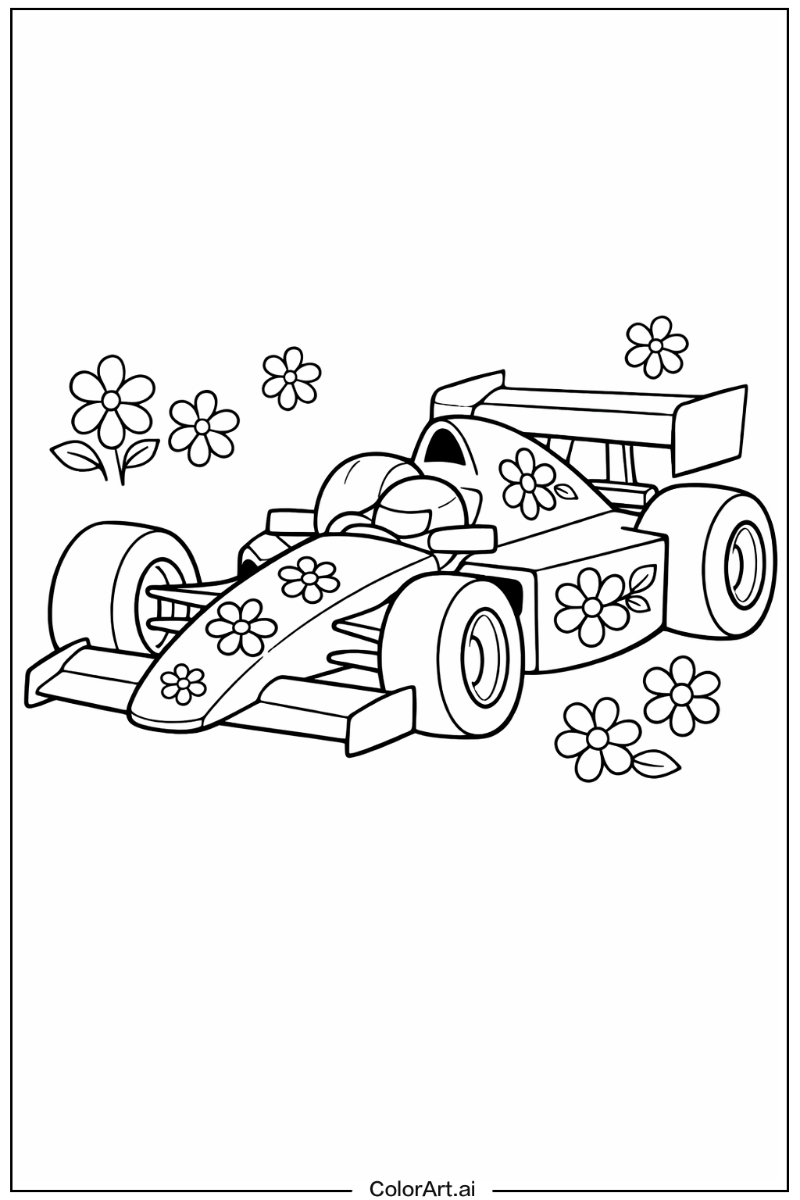 race car with Flowers 3