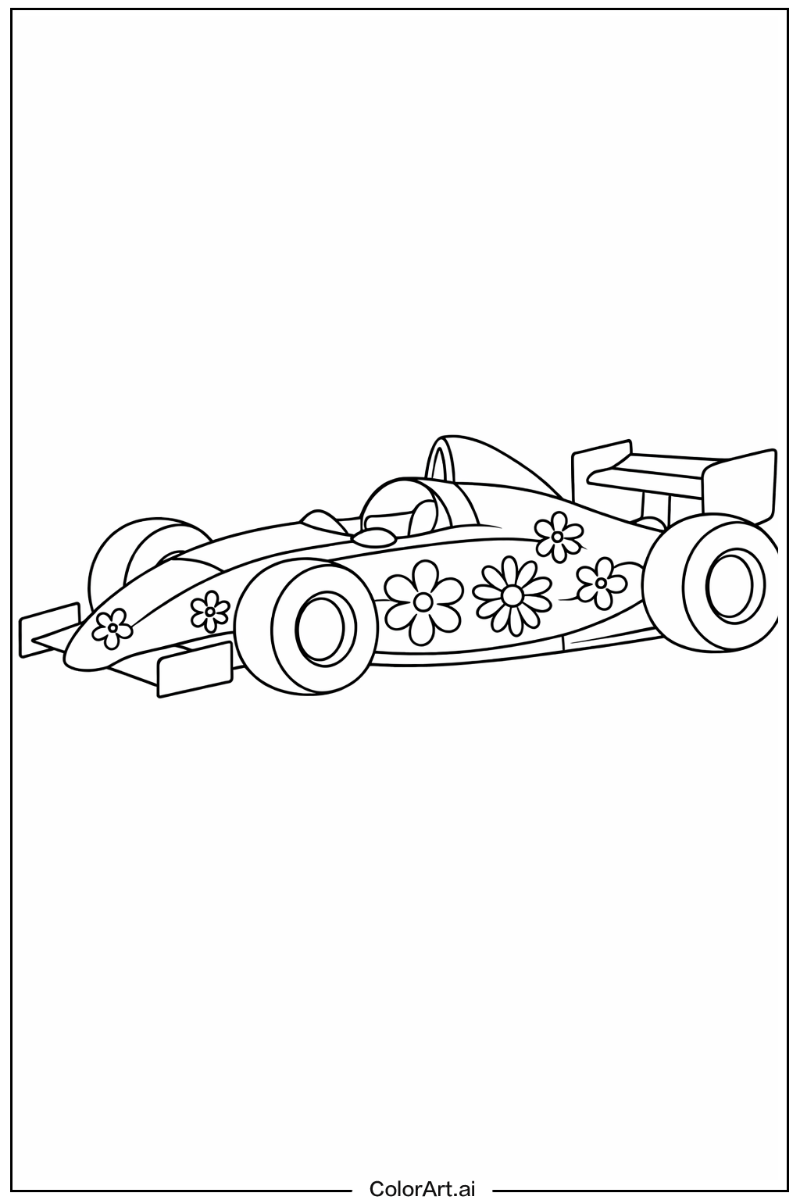 race car with Flowers 4