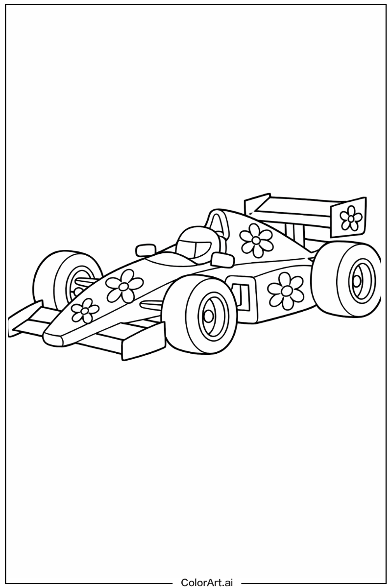 race car with Flowers 5