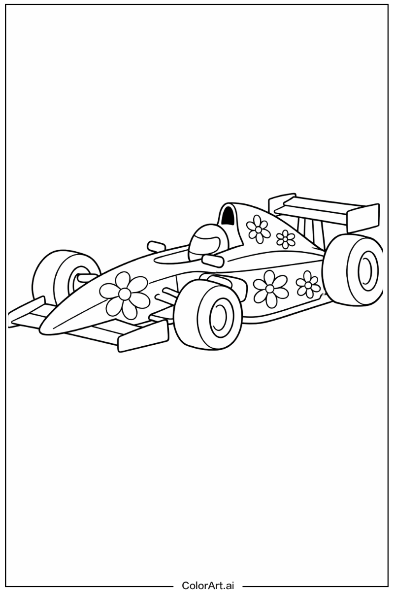 race car with Flowers 6