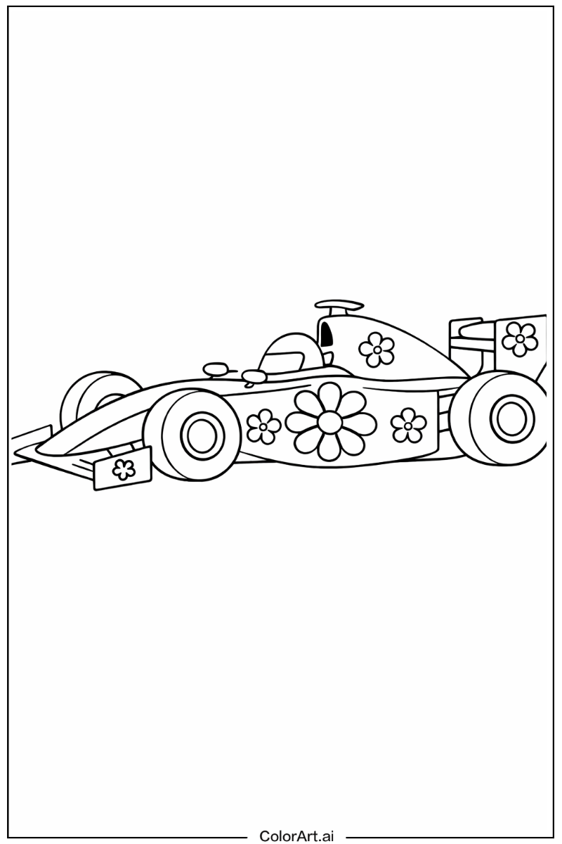 race car with Flowers 1
