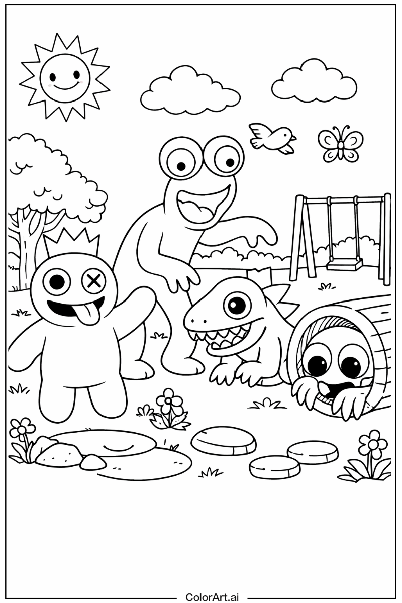 Rainbow Friends Game Playing Outside 3