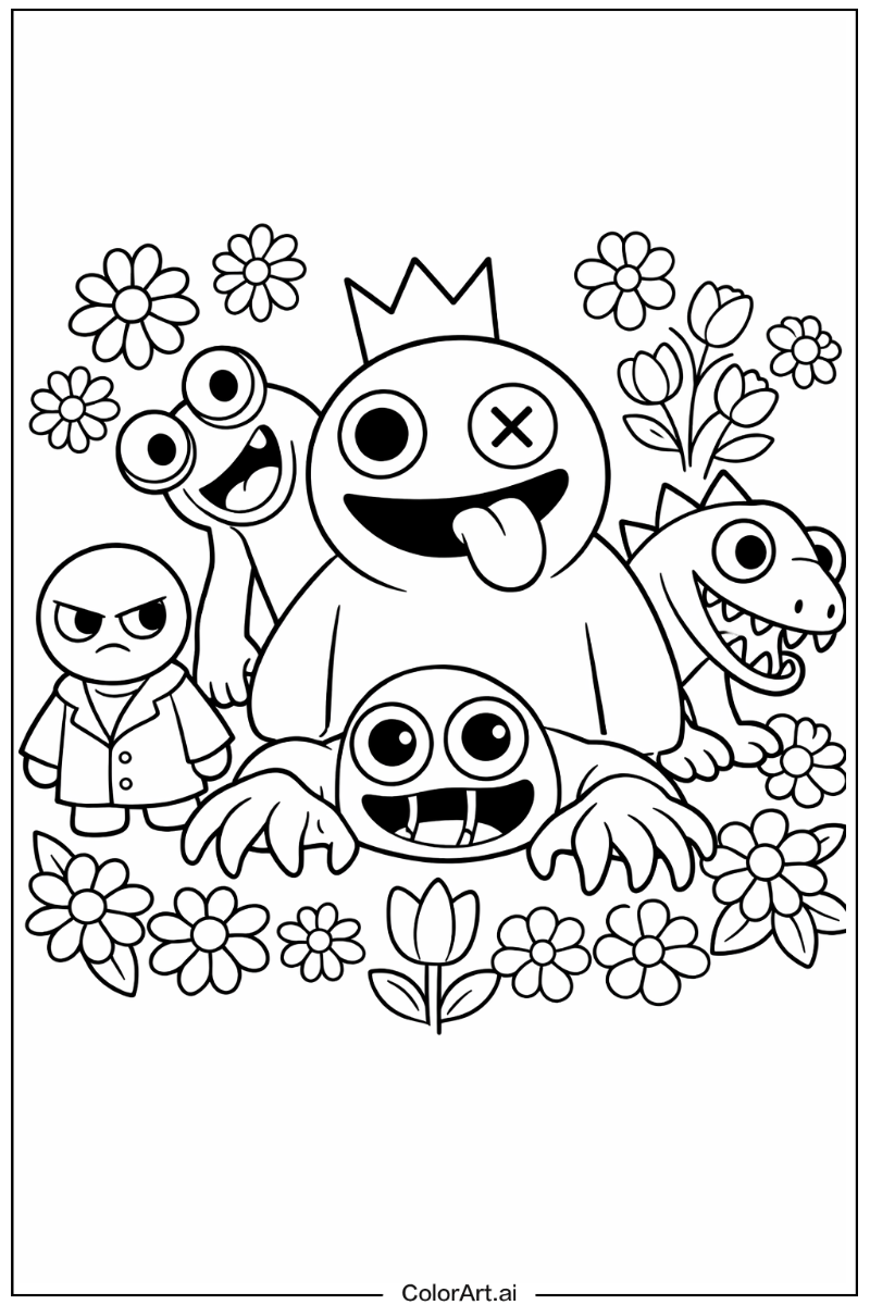 Rainbow Friends Game with Flowers 3