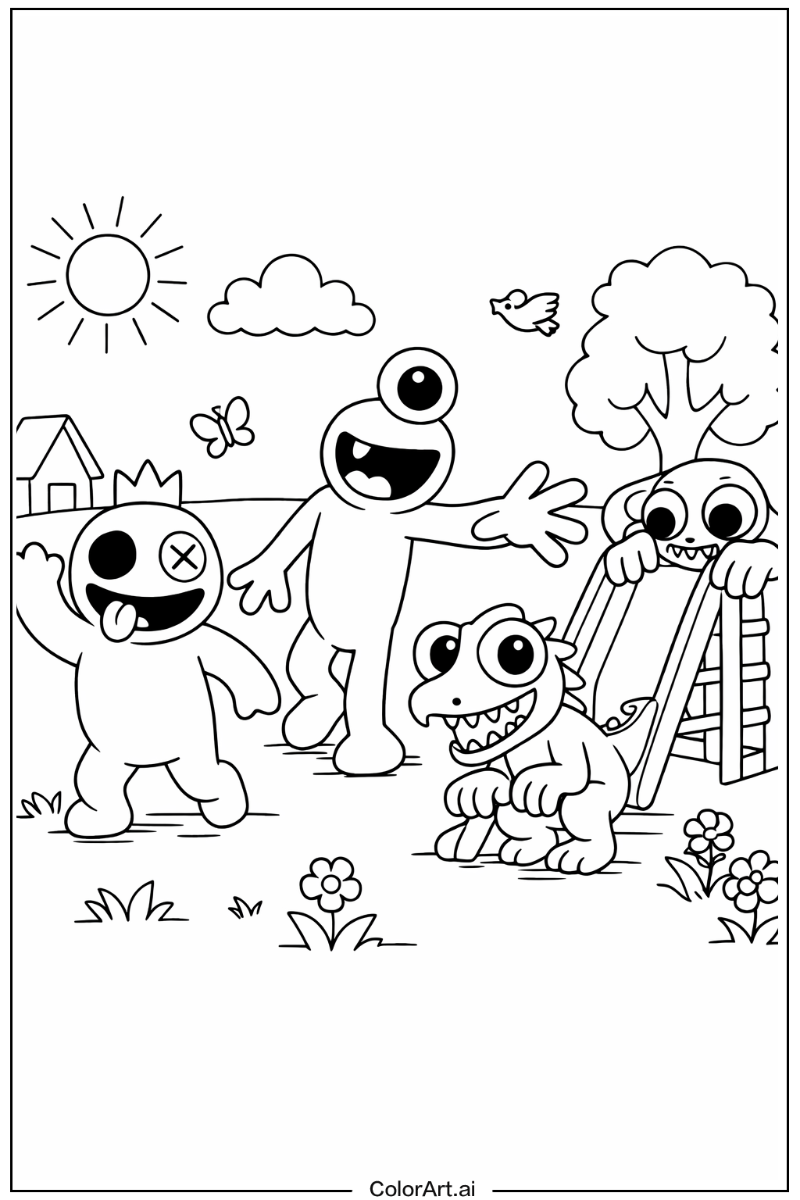 Rainbow Friends Game Playing Outside 5