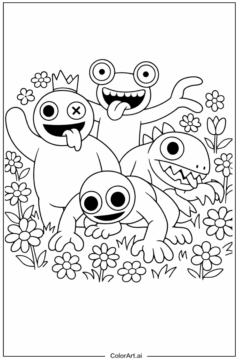 Rainbow Friends Game with Flowers