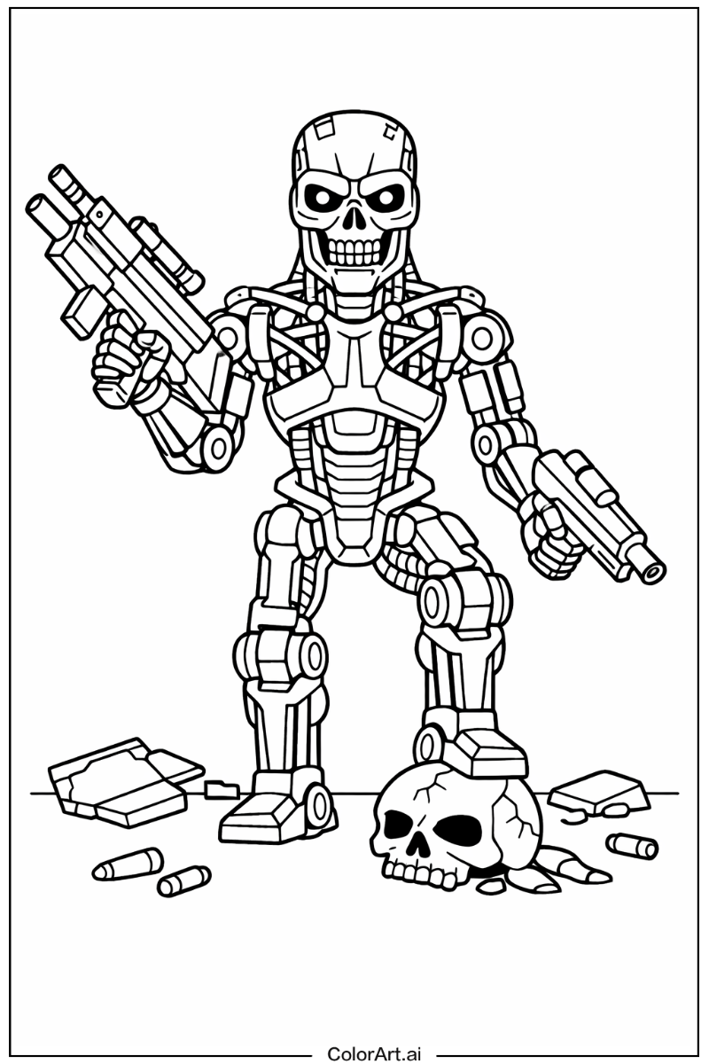 Robot with Terminator Theme