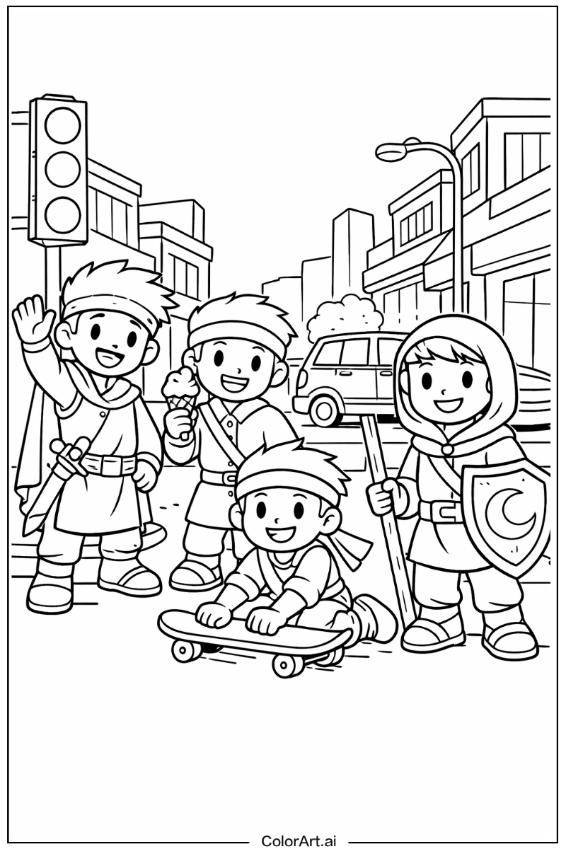 Saja boys city street scene Saja boys Design