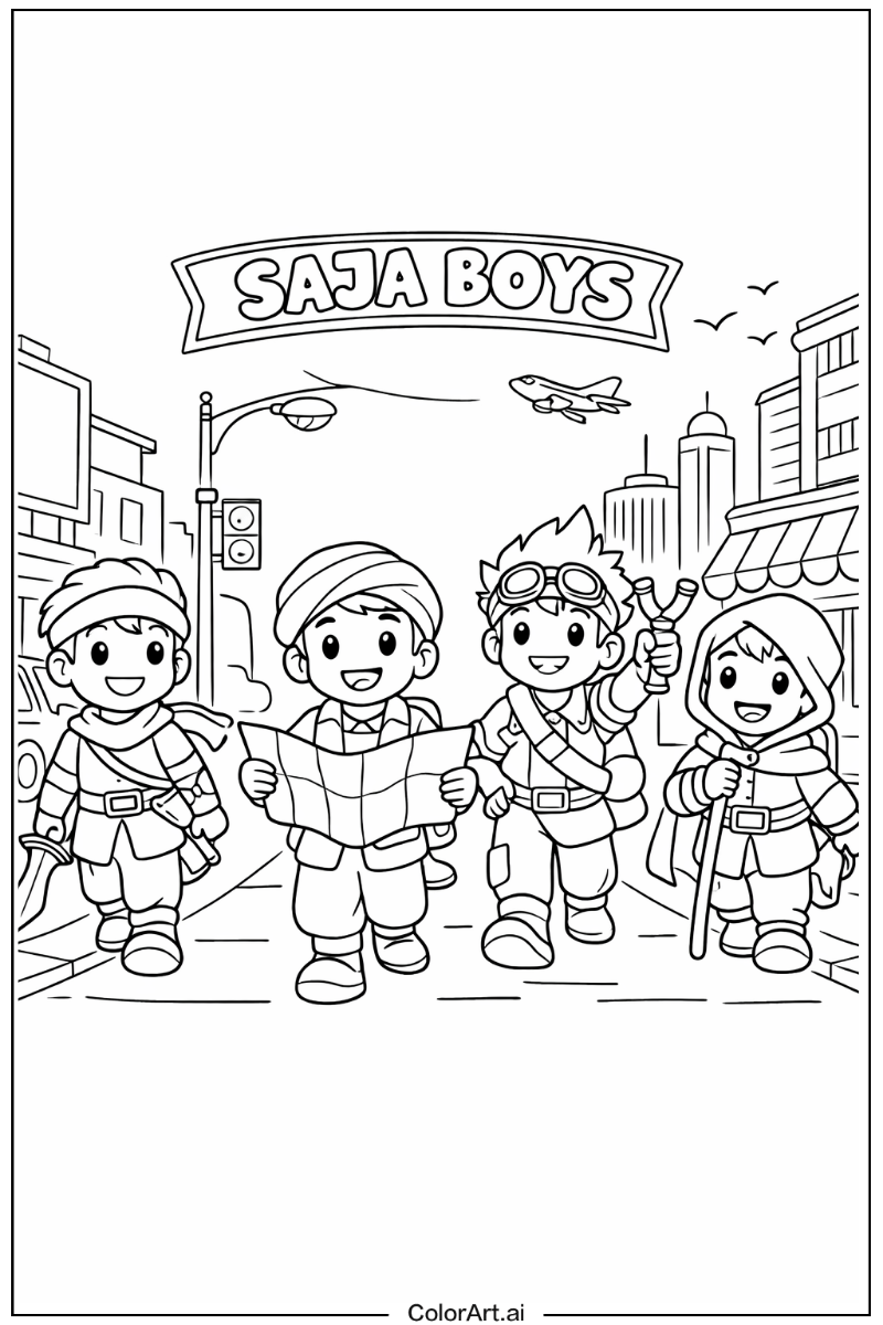 Saja boys city street scene Saja boys Design 2