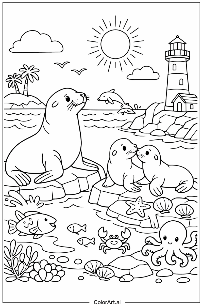 Sea animals with Sea lion Theme