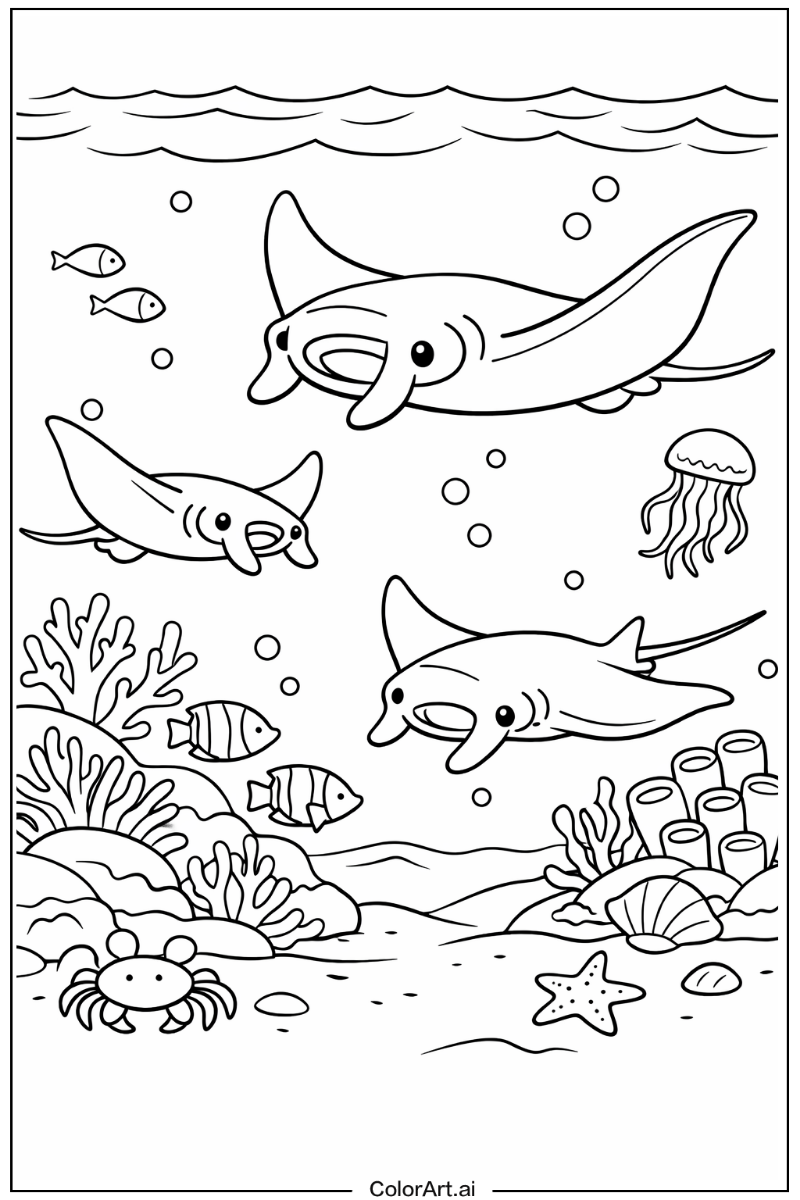 Manta ray Sea animals Scene