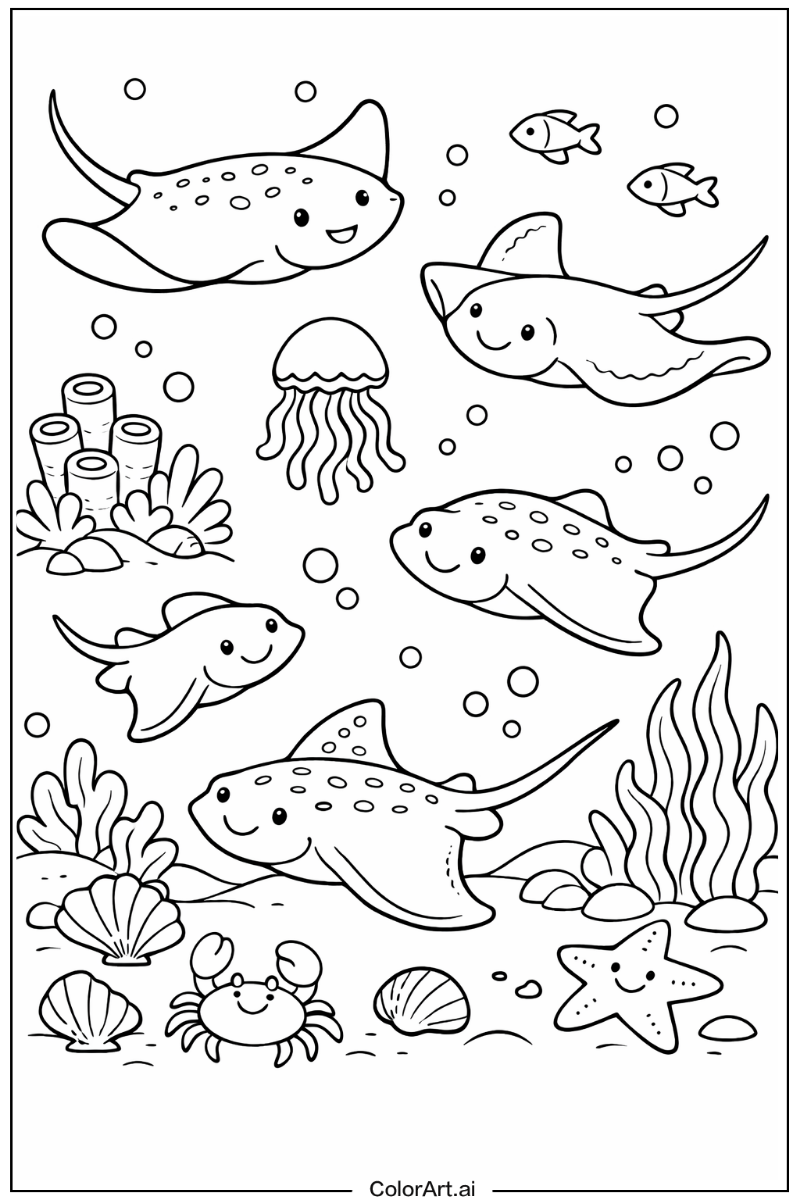 Sea animals with Stingray Theme