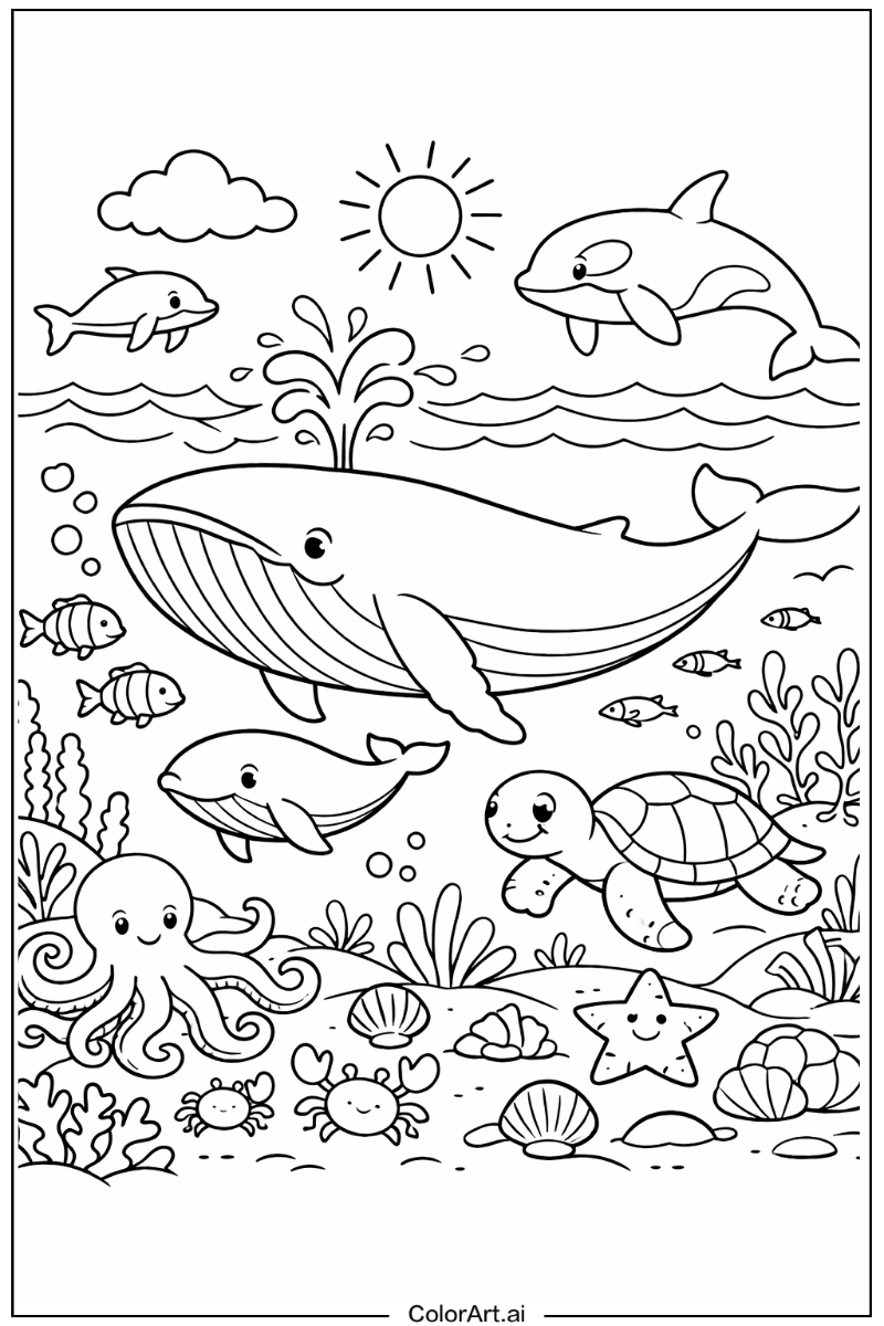Sea animals with Whale Theme