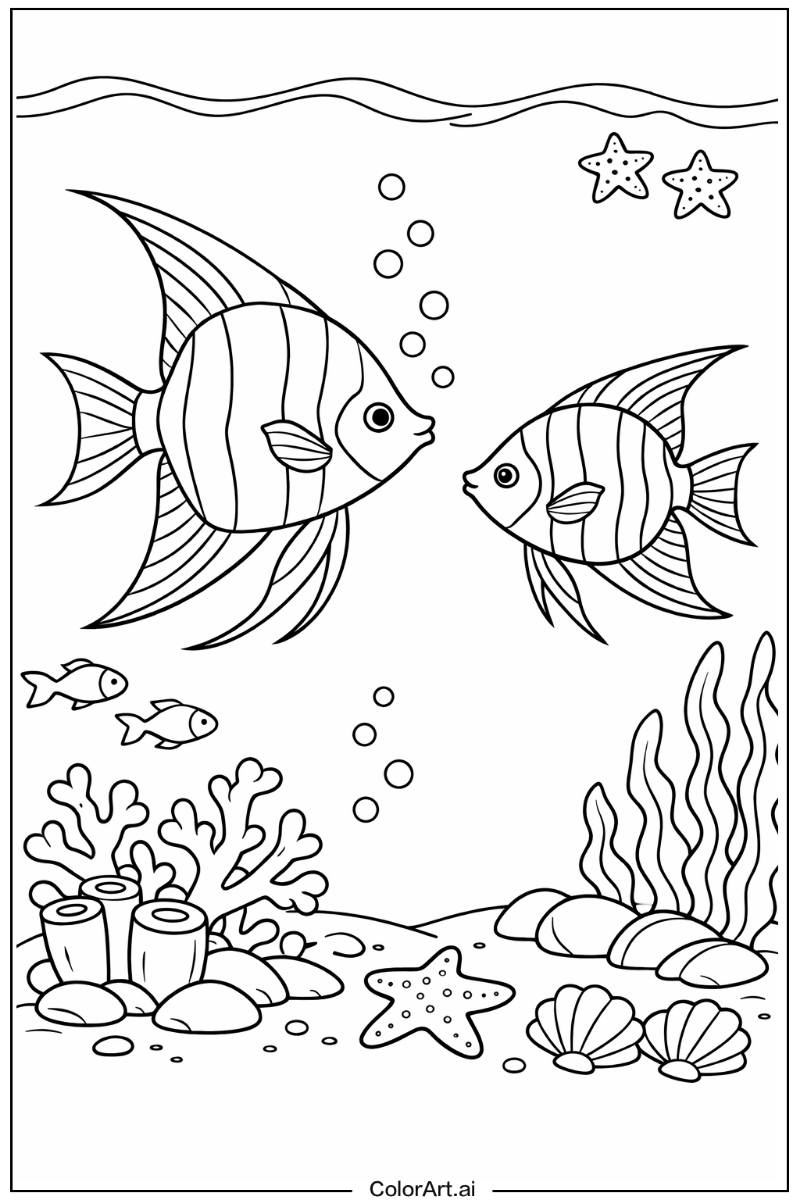 Sea animals with Angelfish Theme