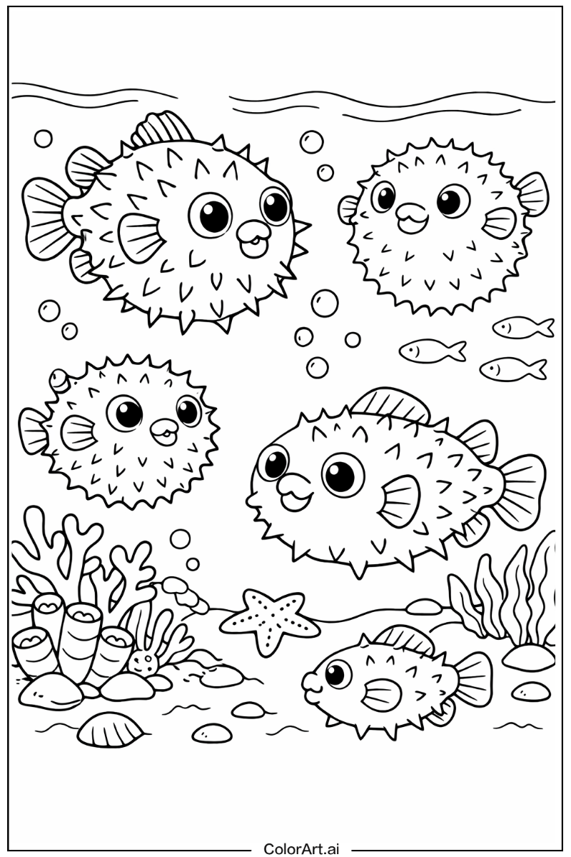 Sea animals with Pufferfish Theme