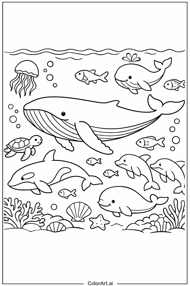 Sea animals with Whale Theme 2