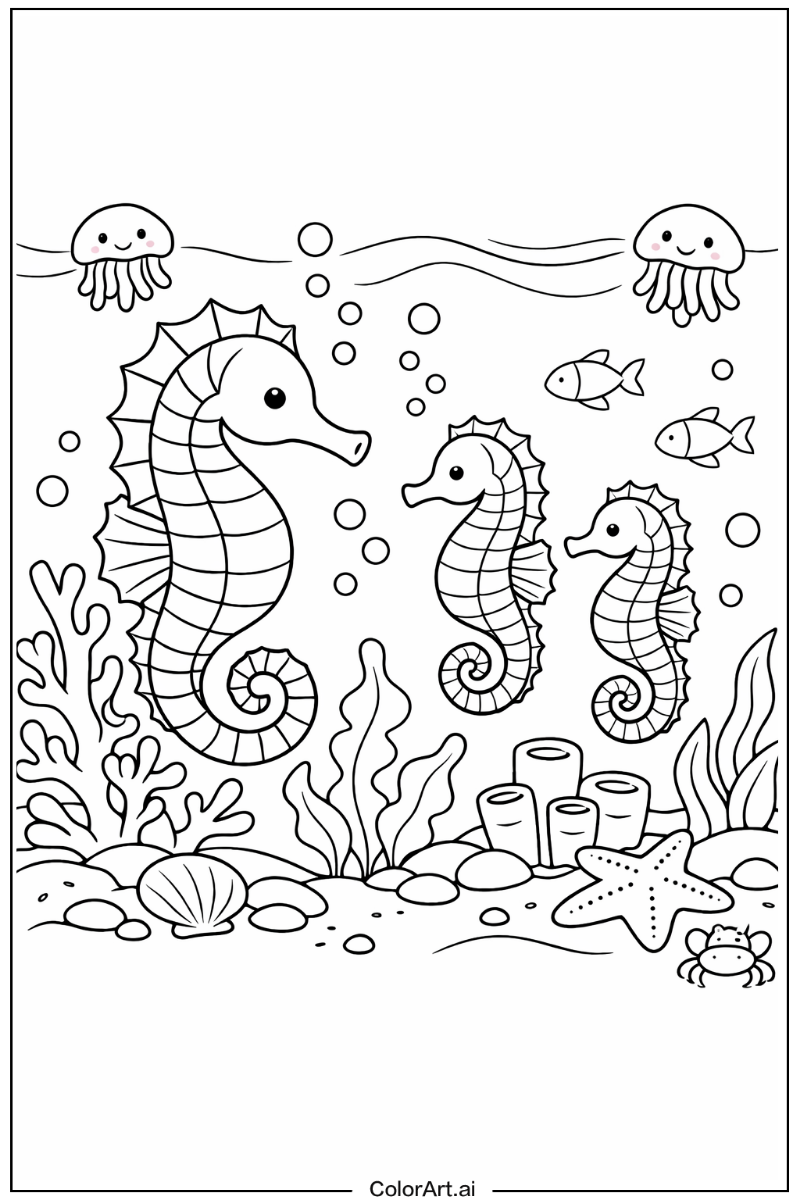 Sea animals with Seahorse Theme 2