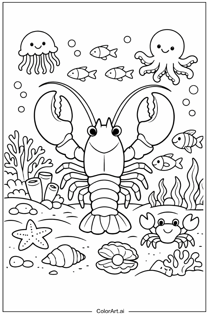 Sea animals with Lobster Theme 2