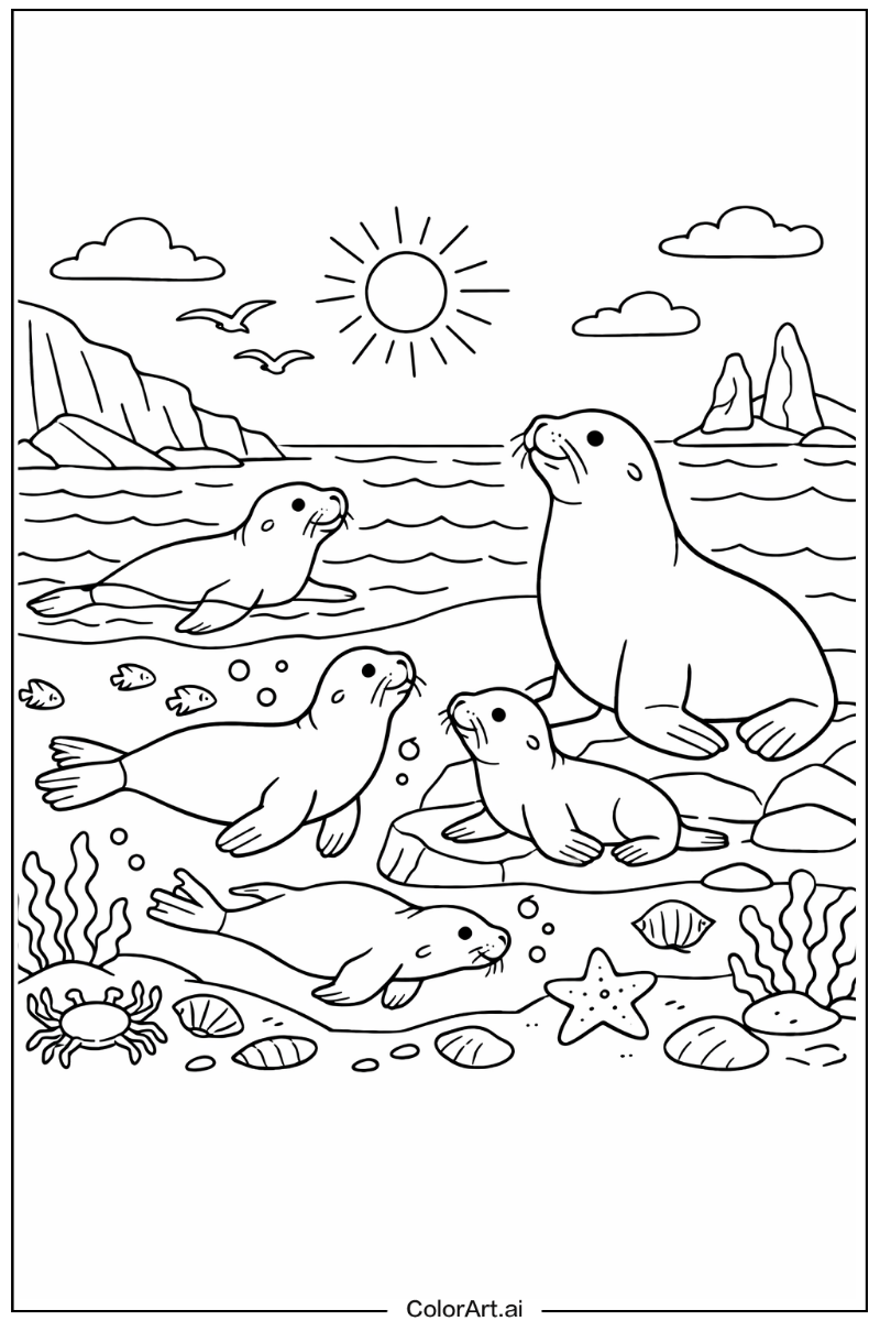 Sea animals with Sea lion Theme 2