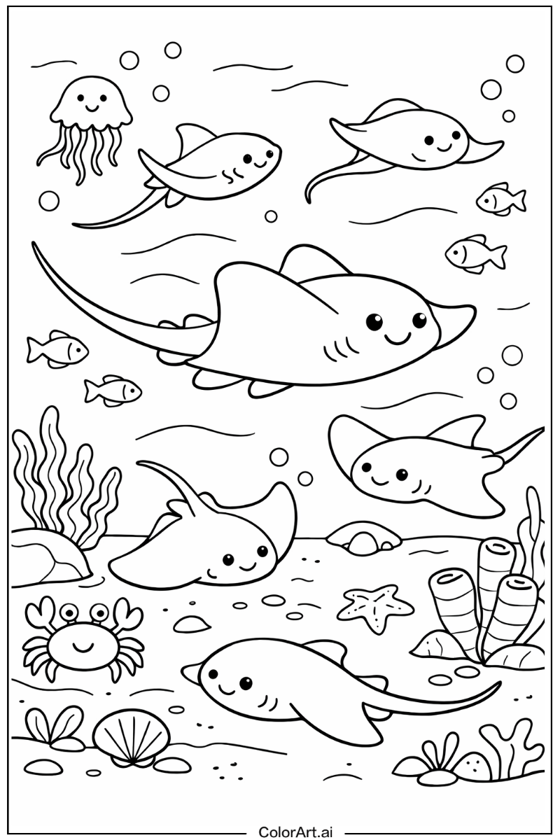 Sea animals with Stingray Theme 2