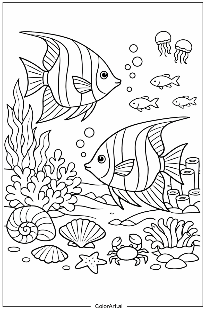 Sea animals with Angelfish Theme 2