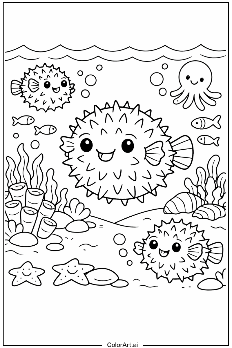 Sea animals with Pufferfish Theme 2