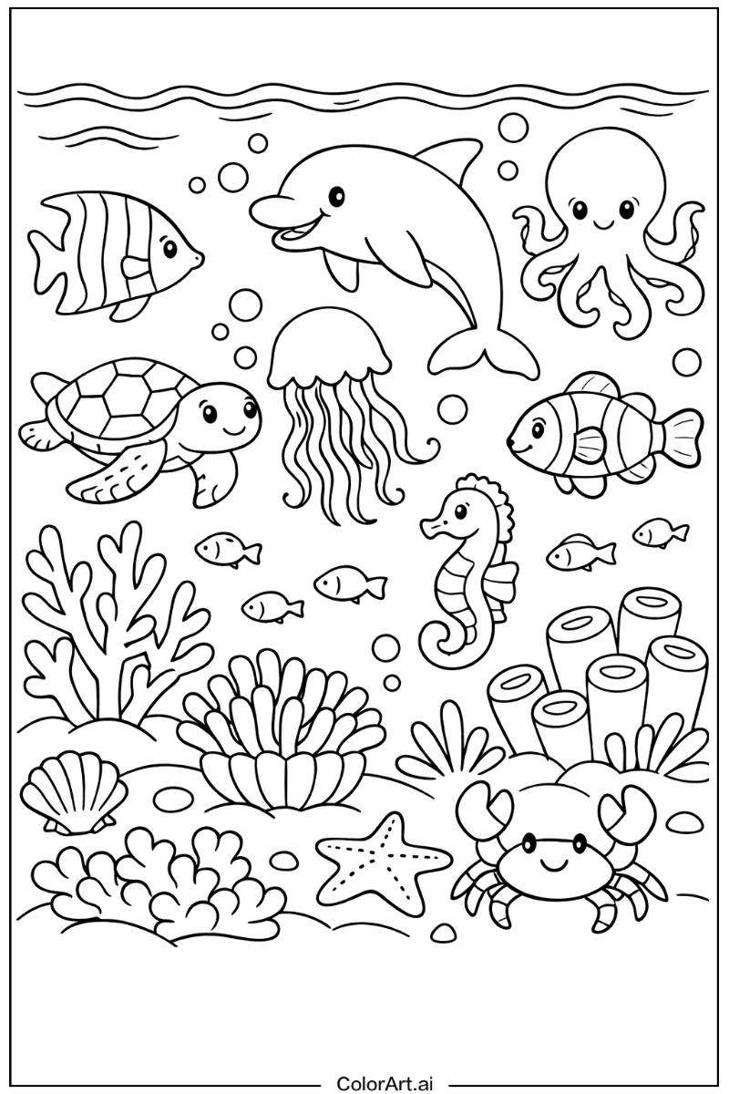 Coral Sea animals Design 2