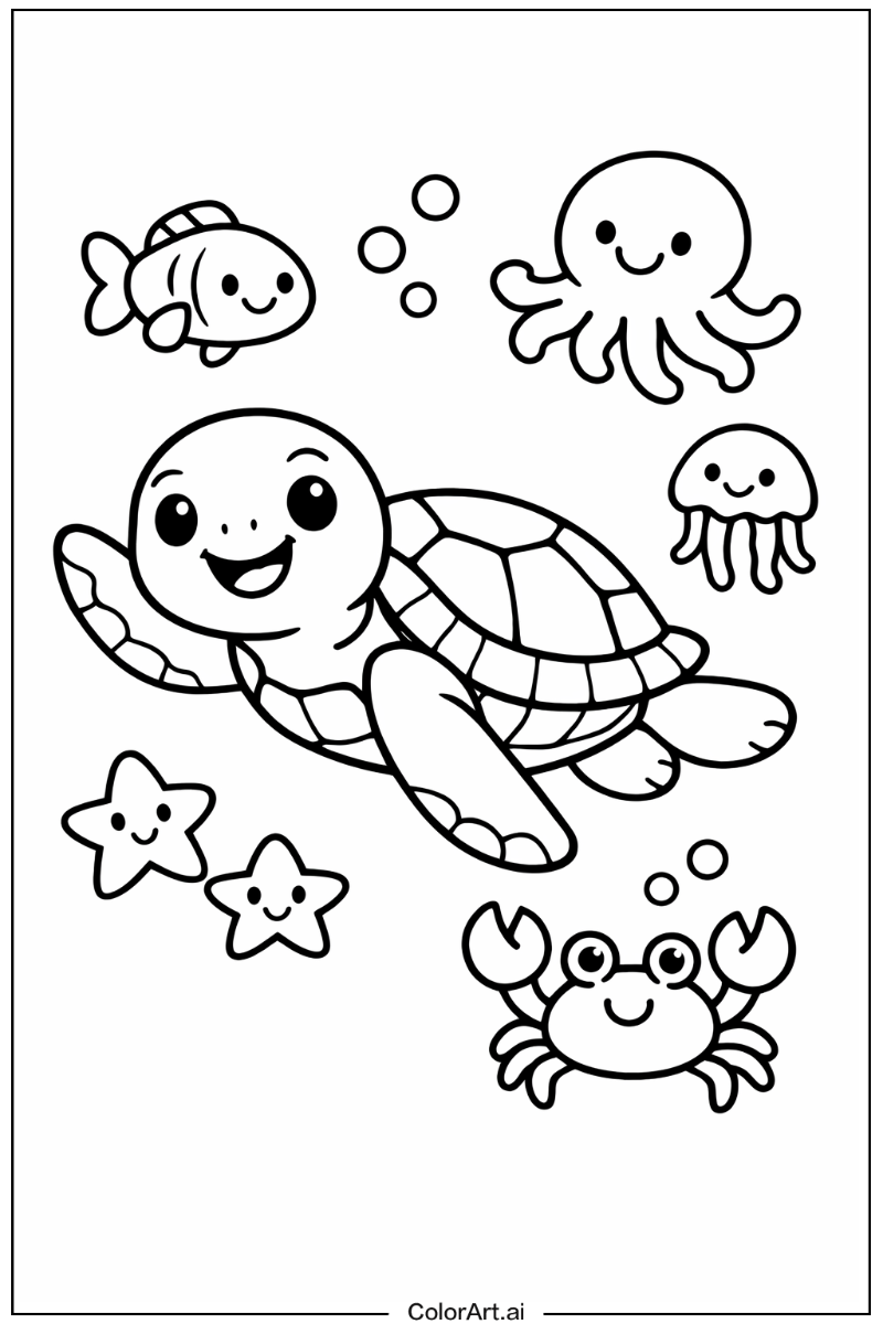 sea turtle with Friends 2