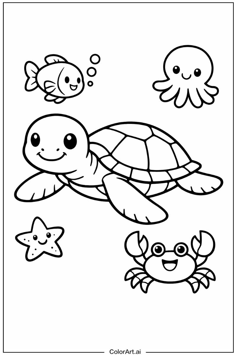 sea turtle with Friends 4