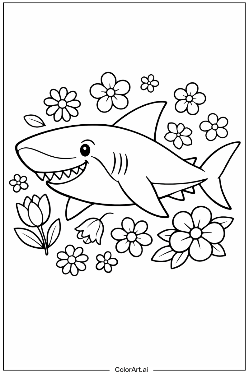 Shark with Flowers 4