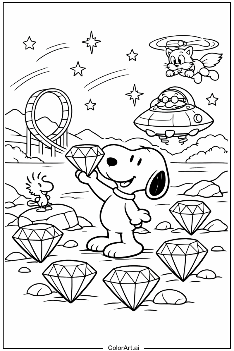 Snoopy with Chaos emerald Theme 2