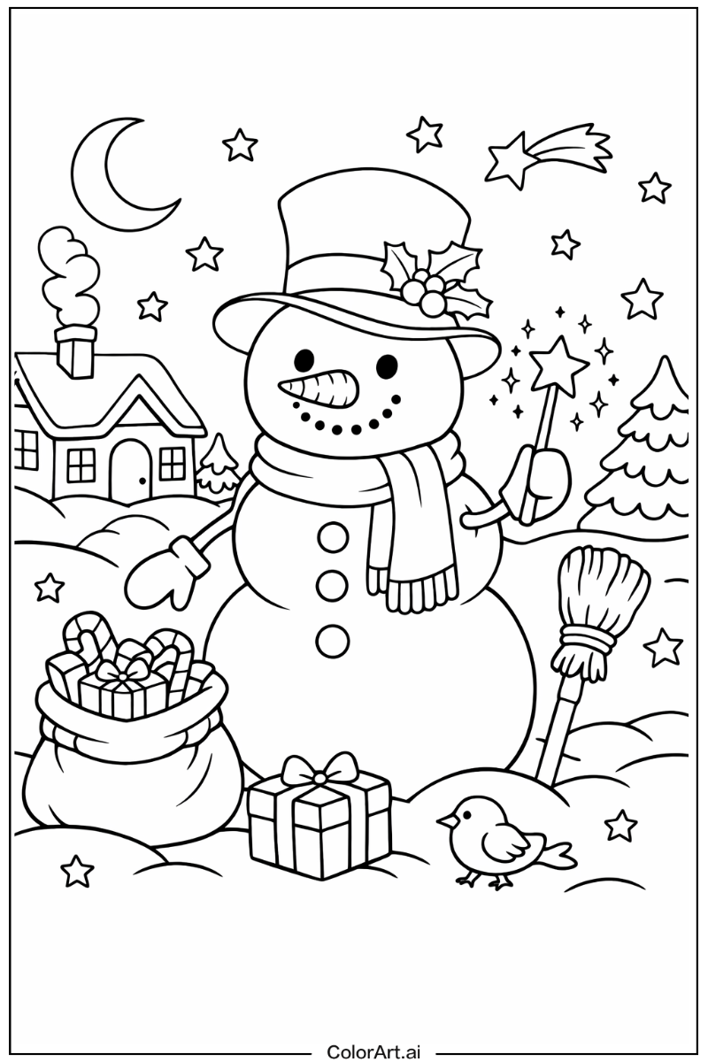 Magical snowman Snowman Scene